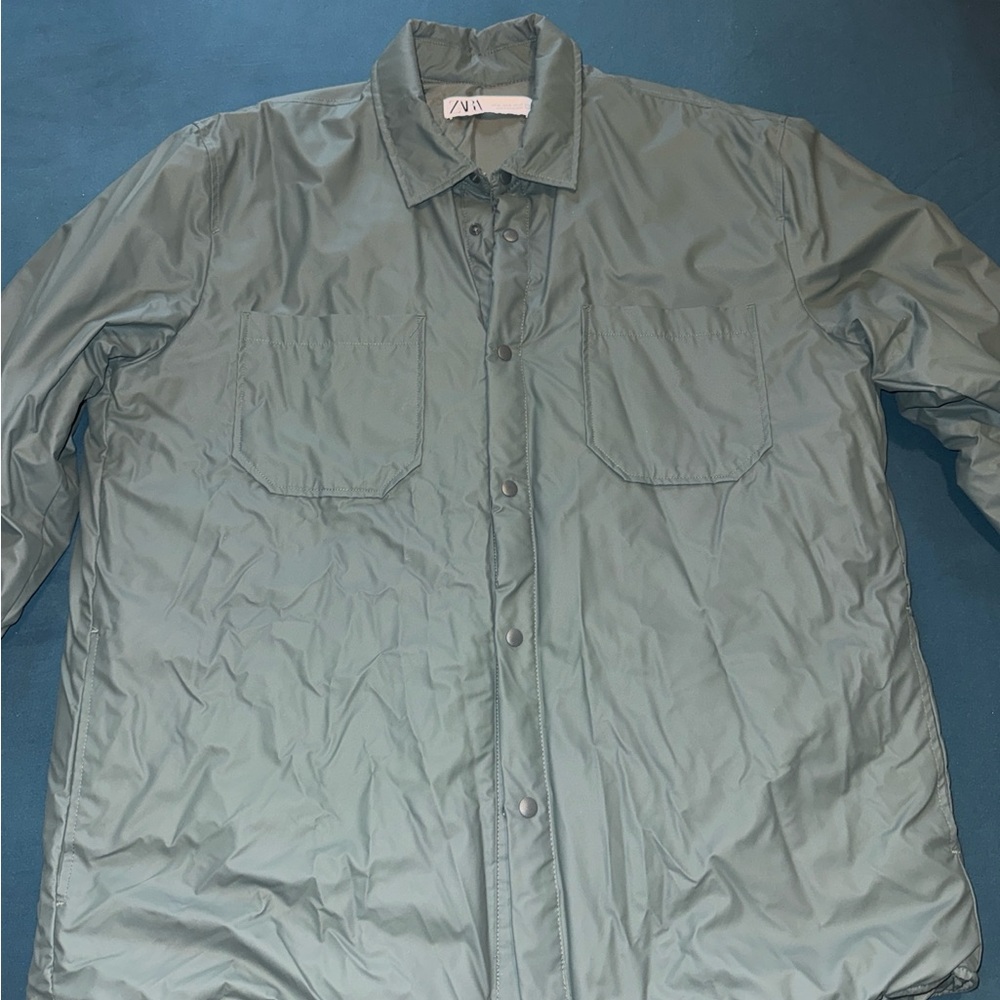 Zara Men's Sage Green Shirt Jacket
